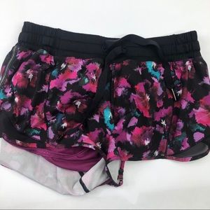 Lululemon floral print drawstring shorts size 6